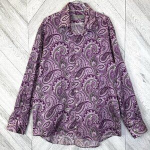 ETRO Shirt Mens Size 45 XL Paisley Print Long Sleeve Button Front Cotton Italy